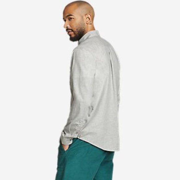 NWT Eddie Bauer Men's Long Sleeve Classic Fit Heather Gray Button Down - Picture 3 of 6